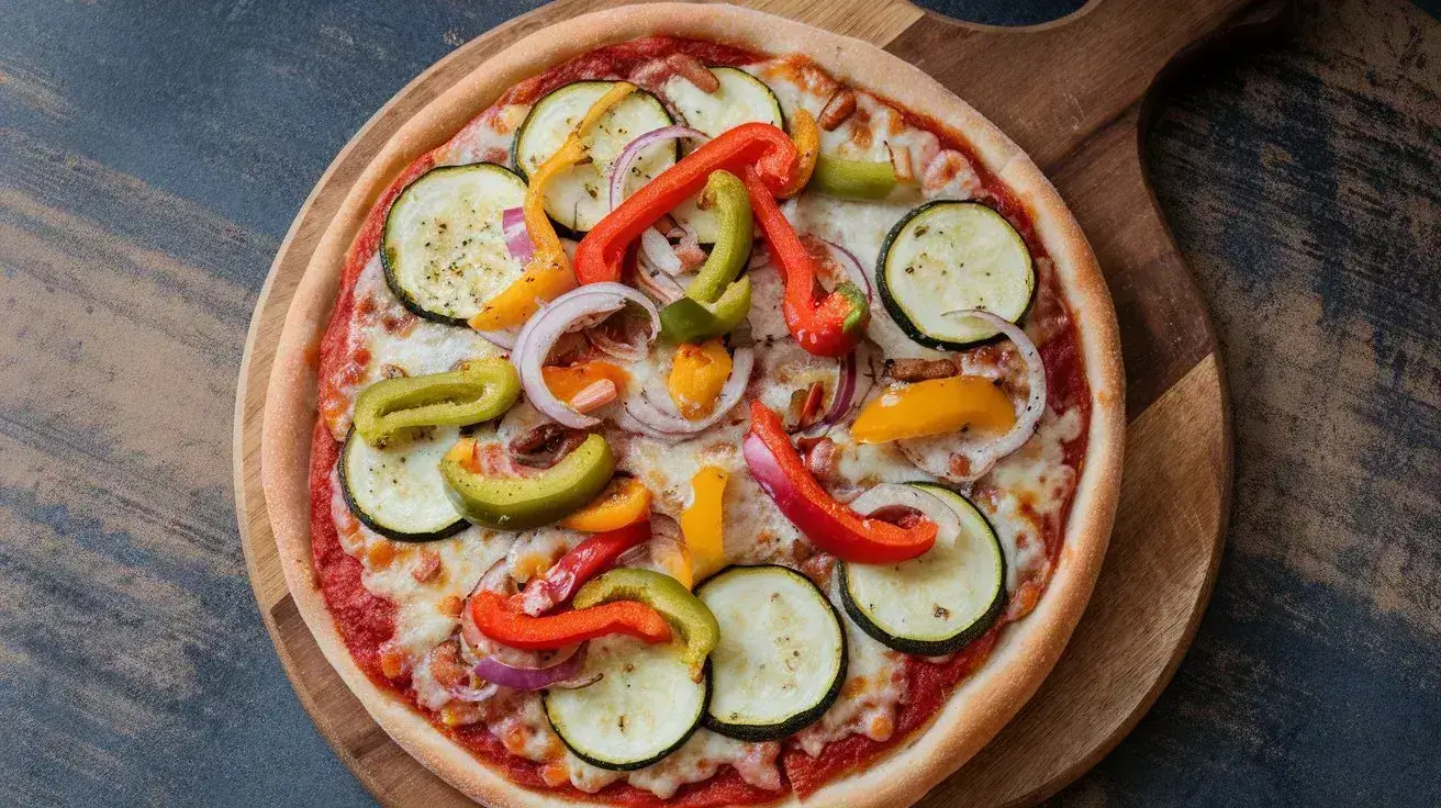Is a 12-Inch Pizza Enough for 2 People? 1 a freshly baked vegetable pizza on a wooden board